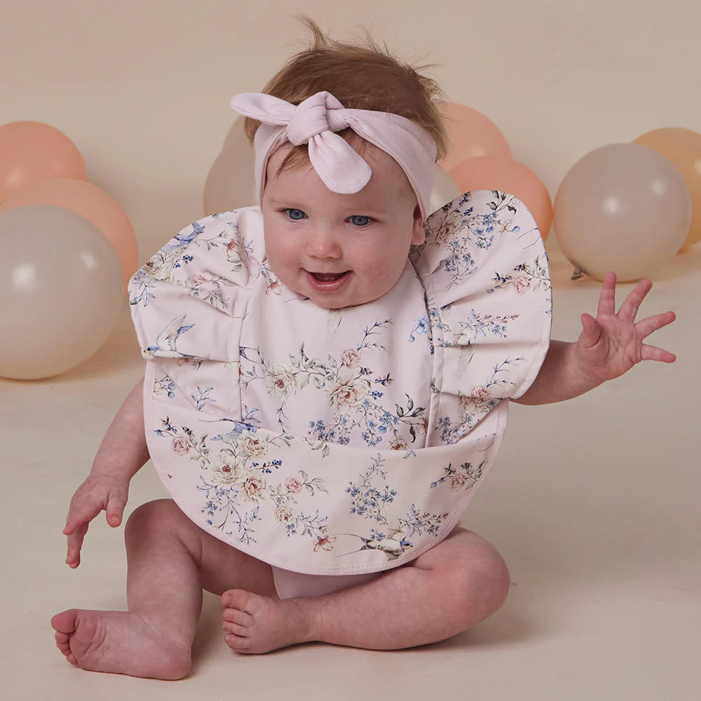 Sweet Swallows Frill Snuggle Bib
