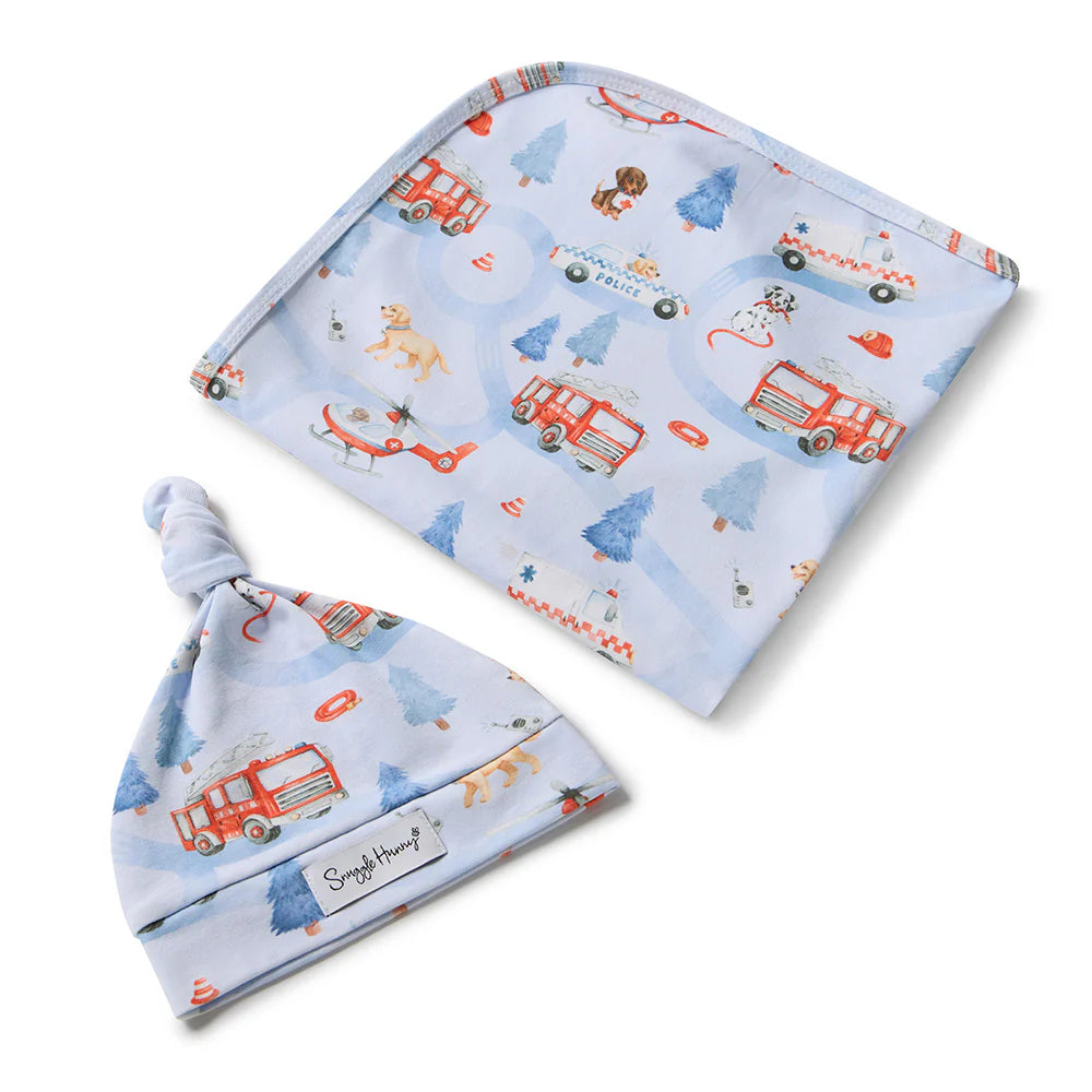 To The Rescue Organic Jersey Wrap & Beanie Set
