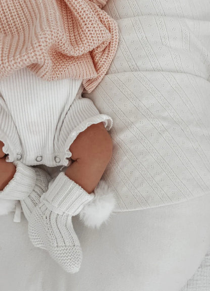 White Pom Booties