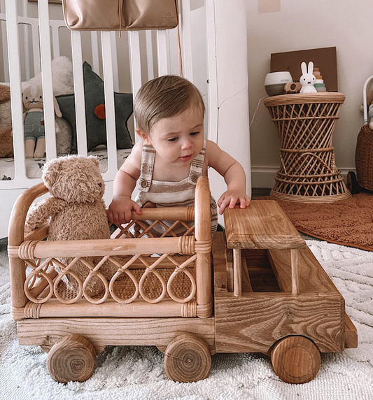 Large Rattan & Wooden Truck